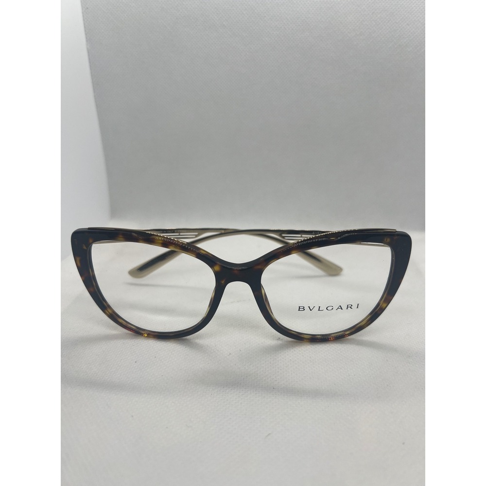 Bvlgari 4181 Eyeglasses Womens Dark Havana Tortoise Gold Cat Eye Frames 504 53mm